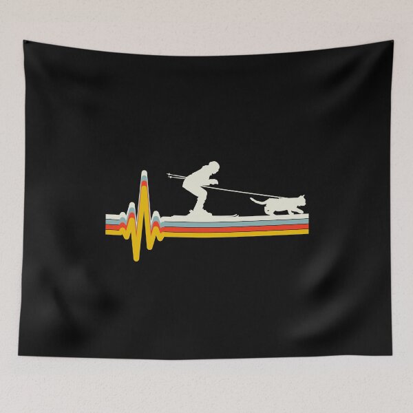 Item preview, Cat Skijoring Skiing Winter Sport Heartbeat Pulse designed and sold by CuteDesigns1.