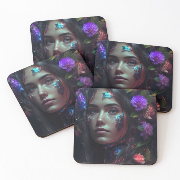 Item preview, Dark cinematic portrait woman covered in flowers designed and sold by RK - Shop.