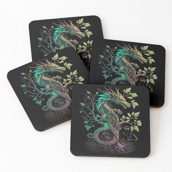 Item preview, green dragon intertwining with tree designed and sold by Johnsdesigns1.