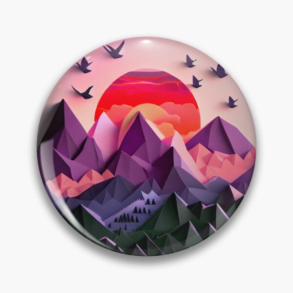 Artikelvorschau, beautiful mountain landscape with a sunset, origami entworfen und verkauft von ArtificialGenes.