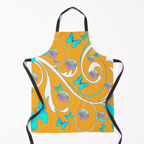 Item preview, SOAP BUBBLES BLUE BUTTERFLIES WHITE SCROLL GOLD ART designed and sold by sharlesart.