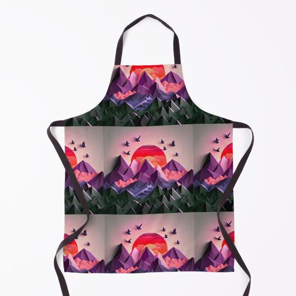 Item preview, beautiful mountain landscape with a sunset, origami designed and sold by ArtificialGenes.