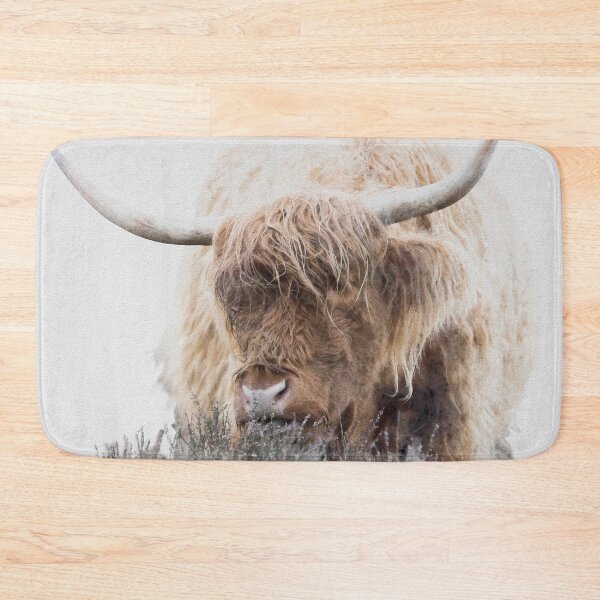 Item preview, Highland Cow Eating Heather Watercolour Photograph designed and sold by Jane Stanley Photography.