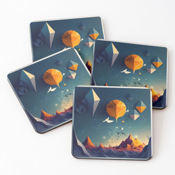 Item preview, dreamy space landscape, origami designed and sold by ArtificialGenes.