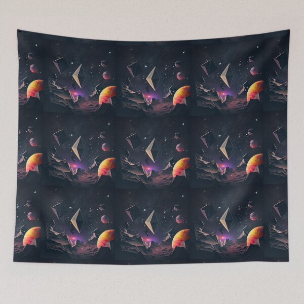 Item preview, dreamy space landscape, origami designed and sold by ArtificialGenes.
