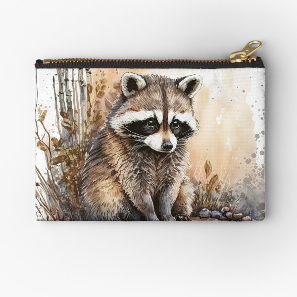 Item preview, Watercolor Cute Baby Raccoon, Sitting on the Ground Happy Raccoon Cub designed and sold by MoonFoxDesign.