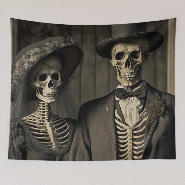 Item preview, Skeleton Couple in Love Holding Hands Valentines, Wedding, Anniversary, Birthday Funny Gift  designed and sold by CoyoteStudio.