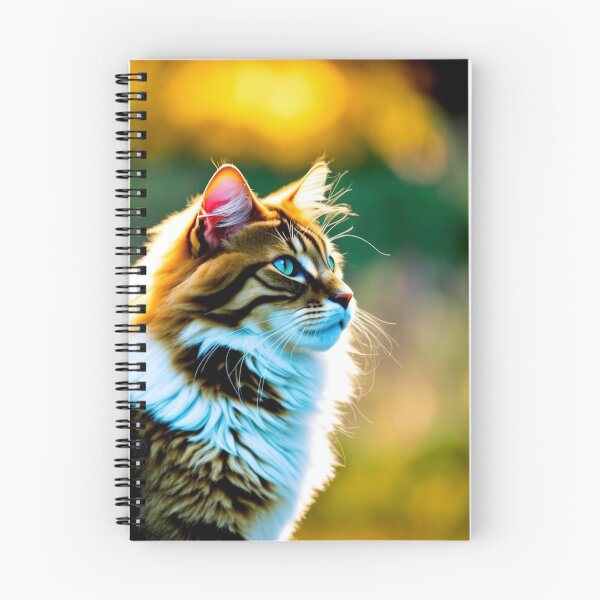 Item preview, Curious cat looking upwards in a garden, long plushed fur designed and sold by AlePosters.