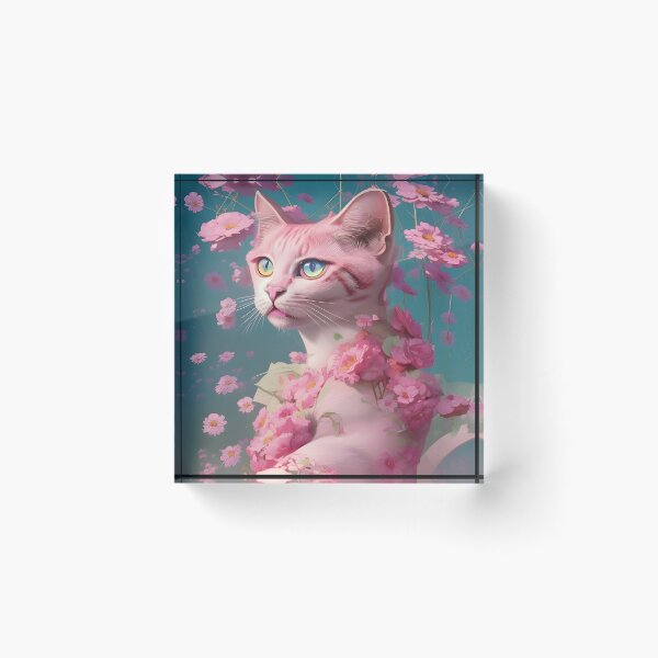 Item preview, Pink Cat surrounded by Flowers designed and sold by withdiamonds.