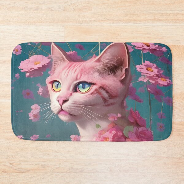 Item preview, Pink Cat surrounded by Flowers designed and sold by withdiamonds.