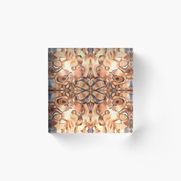 HOLOGRAPHIC HOPE original acrylic painting, Trippy Pattern, Psychedelic Pattern, Geometric, Fractal, Art Clothes Acrylic Block