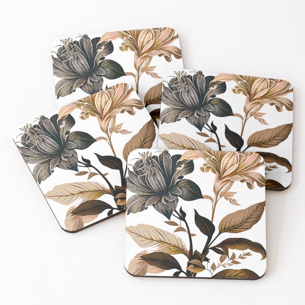 Item preview, Flower in Realistic Detalied Lines Vintage Duo Tone Vitange designed and sold by PosterManiaRo.