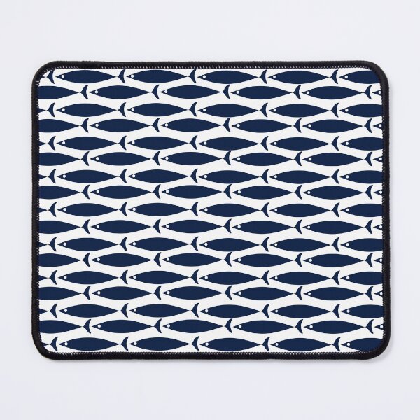 Item preview, Mid Century Modern Fish Stripe Pattern Nautical Navy Blue & White designed and sold by kierkegaard.