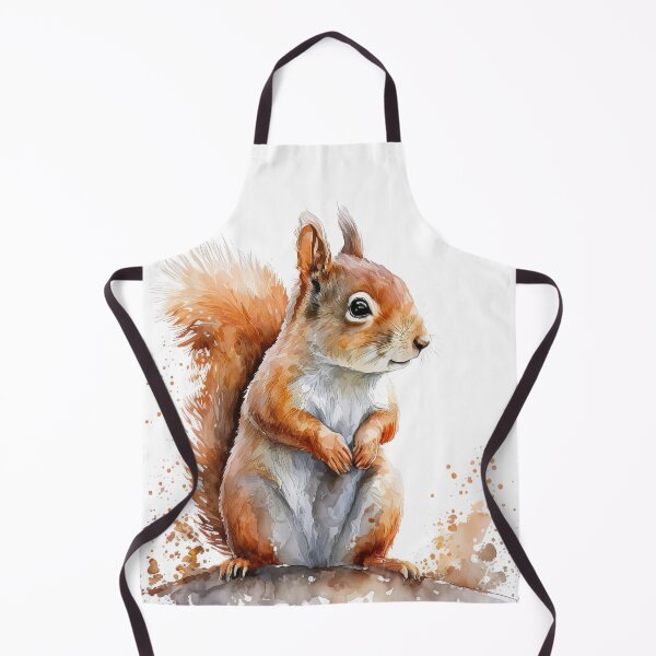 Item preview, Watercolor Cute Baby Squirrel, Sitting Happy Squirrel Kitten designed and sold by MoonFoxDesign.