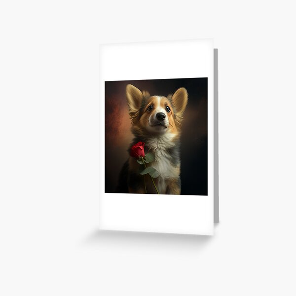 Epic Greeting Cards Single Pembroke Welsh Corgi on top of Louis Vuitton  Luggage Valentines Day Card