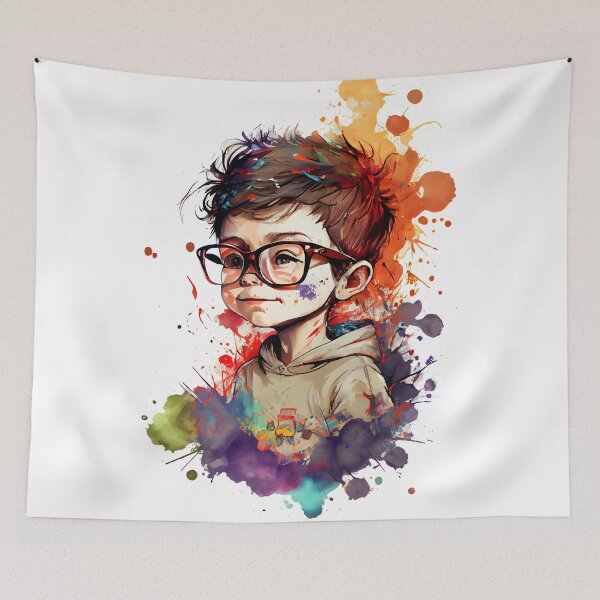 Item preview, Colorful boy with glasses at school one. designed and sold by MLArtifex.