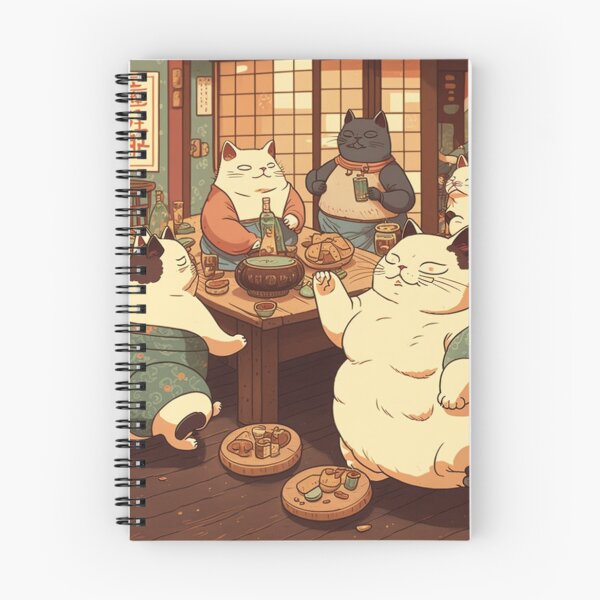 Artikelvorschau, Party der fetten Katzen im Ukiyo-E-Stil - Silvester entworfen und verkauft von JCatDesign.
