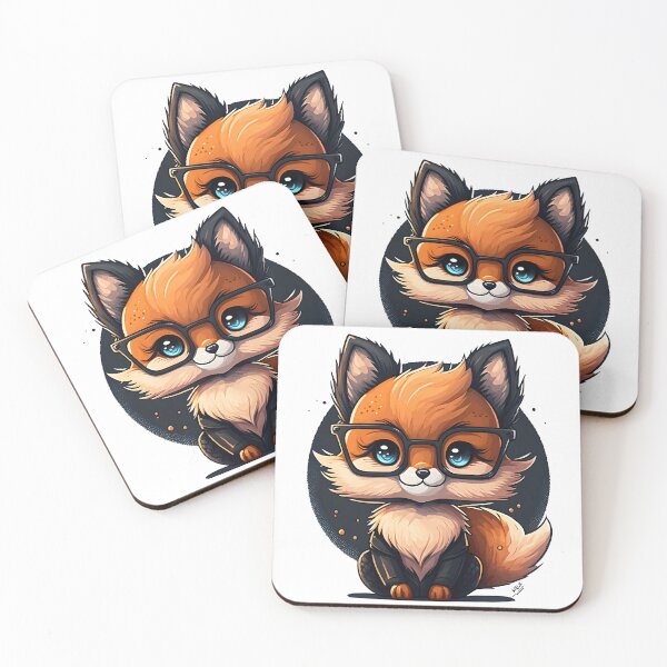 Item preview, sweet sly cute cartoon fox with glasses designed and sold by MLArtifex.