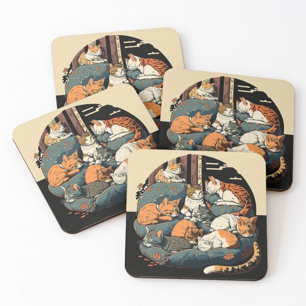 Item preview, Ukiyo-E Sleep Over Cat Party designed and sold by JCatDesign.