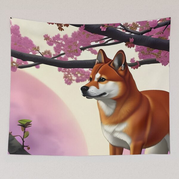 Item preview, Shiba Inu dog, cherry blossom tree, Ai Generated Art  designed and sold by ACC .