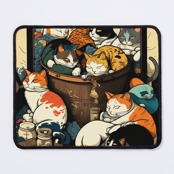 Item preview, Ukiyo-E Sleep Over Cat Party designed and sold by JCatDesign.