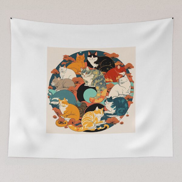 Item preview, Ukiyo-E Sleep Over Cat Party designed and sold by JCatDesign.