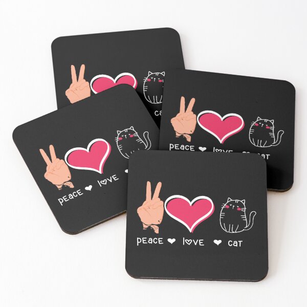 Item preview, Peace, Love, Cat Funny For Sublimation Paw, Pink Gliter Heart designed and sold by AnimalsSpace.