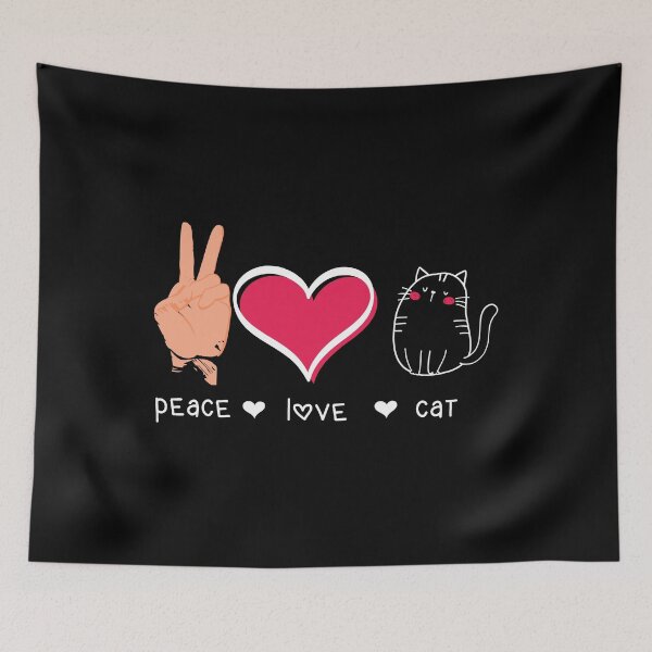 Item preview, Peace, Love, Cat Funny For Sublimation Paw, Pink Gliter Heart designed and sold by AnimalsSpace.