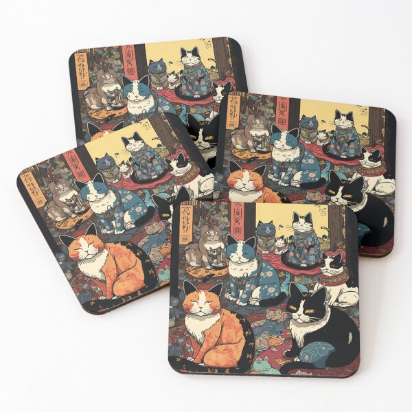 Item preview, Ukiyo-E Sleep Over Cat Party designed and sold by JCatDesign.