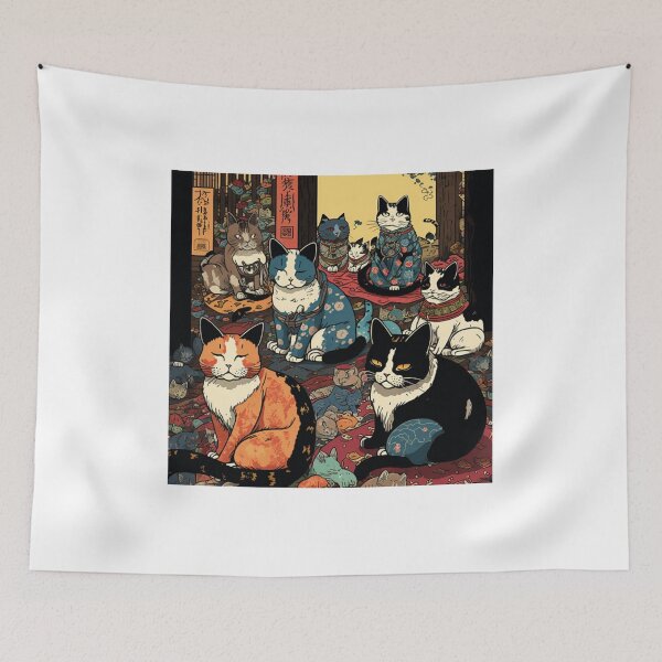 Item preview, Ukiyo-E Sleep Over Cat Party designed and sold by JCatDesign.