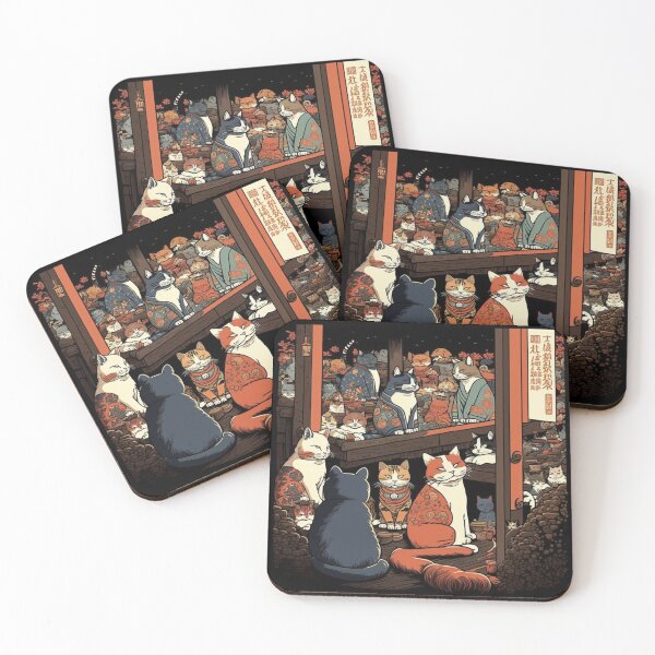 Item preview, Ukiyo-E Sleep Over Cat Party designed and sold by JCatDesign.