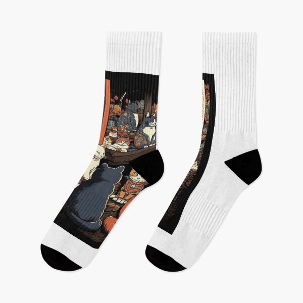 Item preview, Ukiyo-E Sleep Over Cat Party designed and sold by JCatDesign.