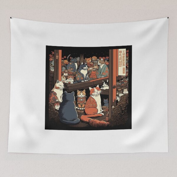 Item preview, Ukiyo-E Sleep Over Cat Party designed and sold by JCatDesign.