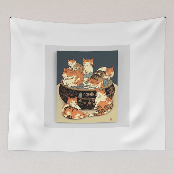 Item preview, Ukiyo-E Sleep Over Cat Party designed and sold by JCatDesign.