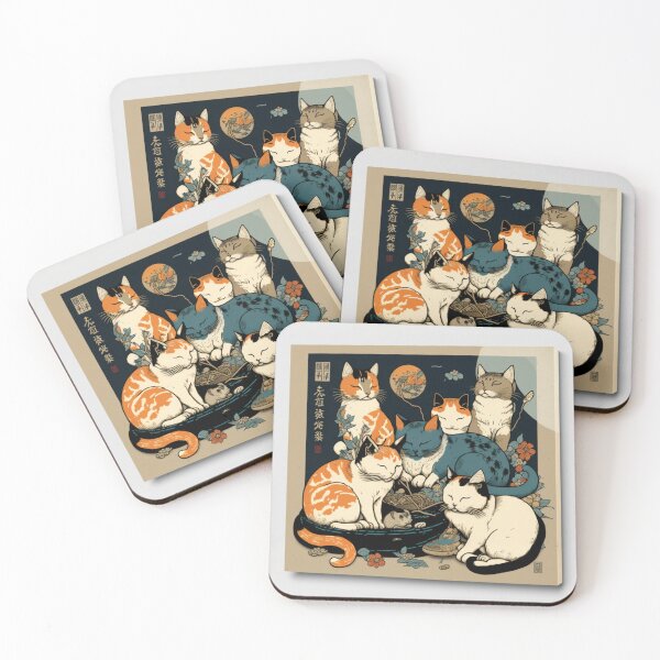 Item preview, Ukiyo-E Sleep Over Cat Party designed and sold by JCatDesign.