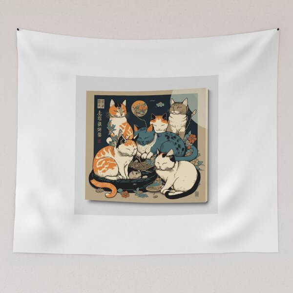 Item preview, Ukiyo-E Sleep Over Cat Party designed and sold by JCatDesign.