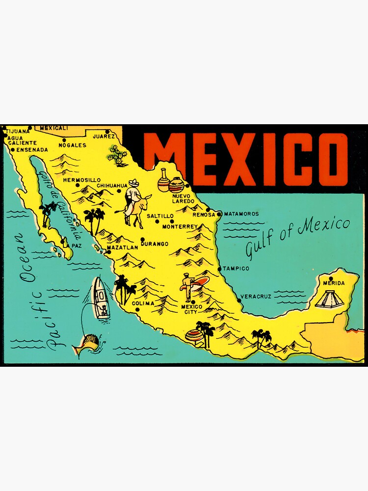 Mexico Illustrated Map - Mexico - Sticker