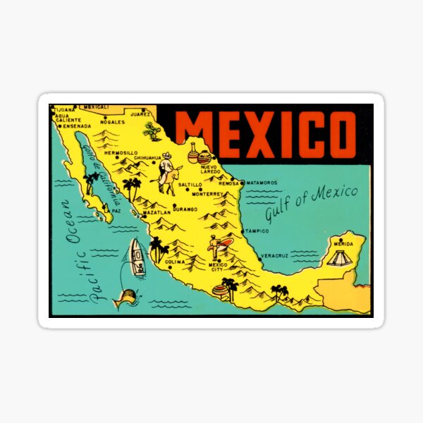 Stylized Map Of Mexico Sticker