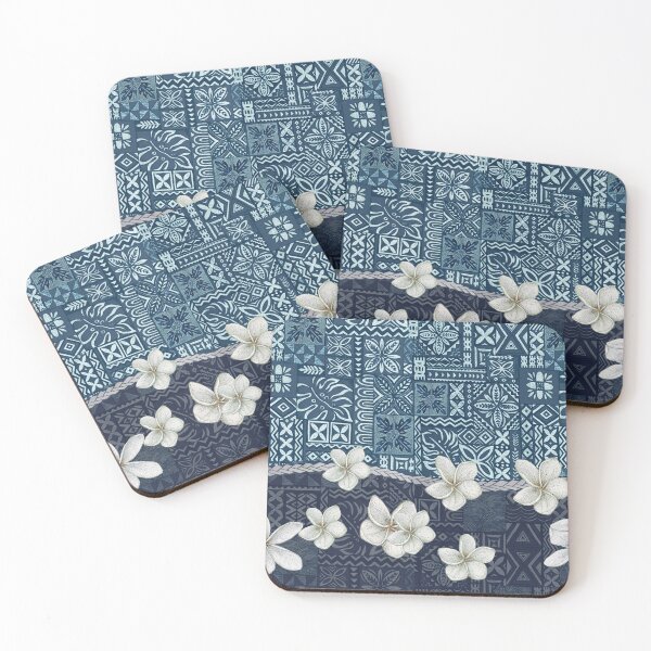 Item preview, Ocean Blue Hawaiian Ulu and Plumeria Tapa Fusion designed and sold by J Marielle Designs.
