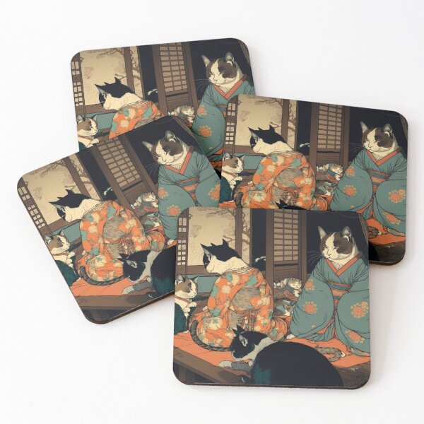 Item preview, Ukiyo-E Mafia Cat Party designed and sold by JCatDesign.