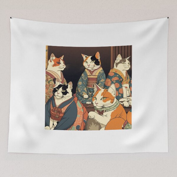 Item preview, Ukiyo-E Sleep Over Cat Party designed and sold by JCatDesign.