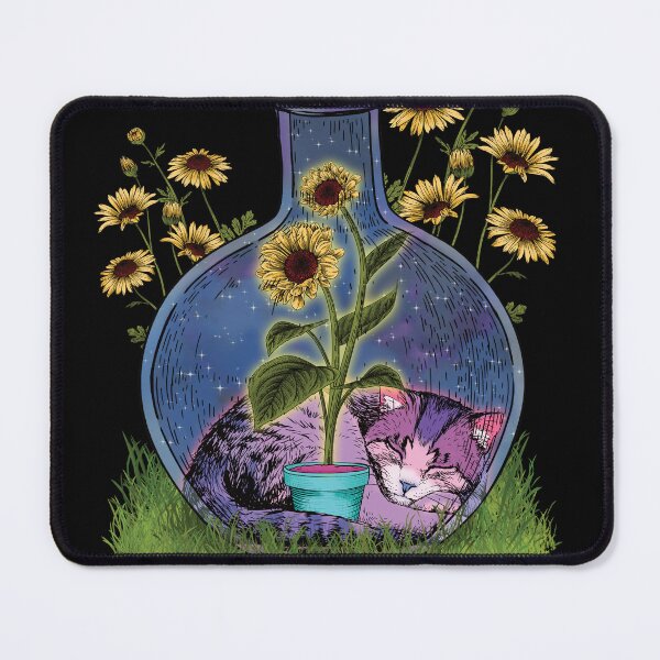 Item preview, Unique Cat and Sunflowers in a Bottle designed and sold by Xx4thseasonxX.