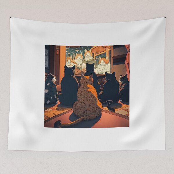 Item preview, Ukiyo-E Sleep Over Cat Party designed and sold by JCatDesign.