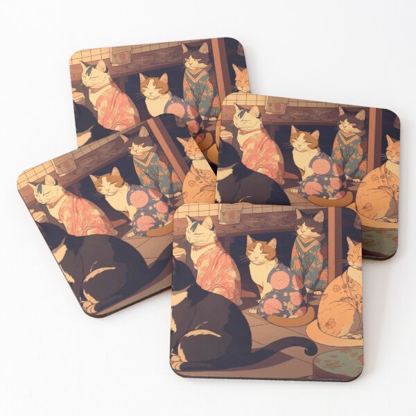 Item preview, Ukiyo-E Sleep Over Cat Party designed and sold by JCatDesign.
