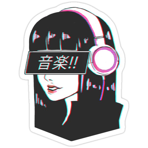 music sad japanese aesthetic stickers by drixxart