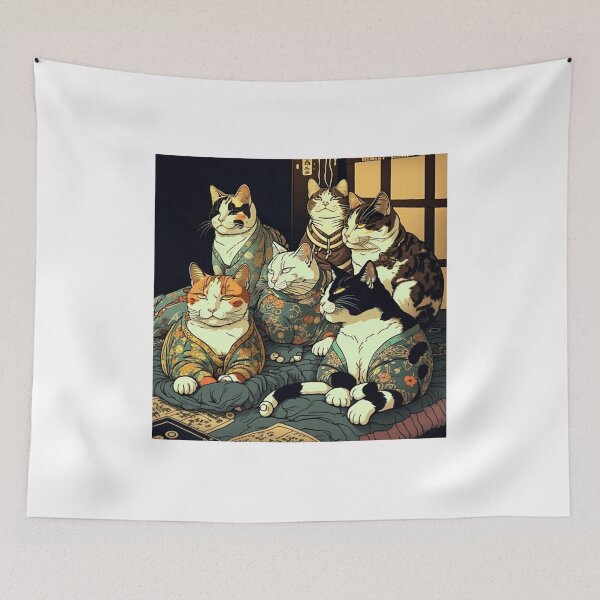 Item preview, Ukiyo-E Mafia Cat Party designed and sold by JCatDesign.