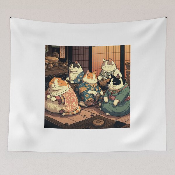 Item preview, Ukiyo-E Mafia Cat Party designed and sold by JCatDesign.