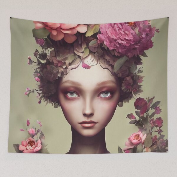 Item preview, Zahrah Flowery Girl Portrait  designed and sold by Kamiri.