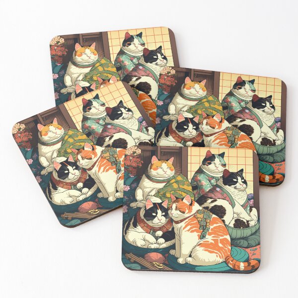Item preview, Ukiyo-E Mafia Cat Party designed and sold by JCatDesign.