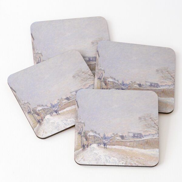 Item preview, Winter scenery - Street of Eugene Moussoir at Moret, Winter by Alfred Sisley designed and sold by AR-shop.